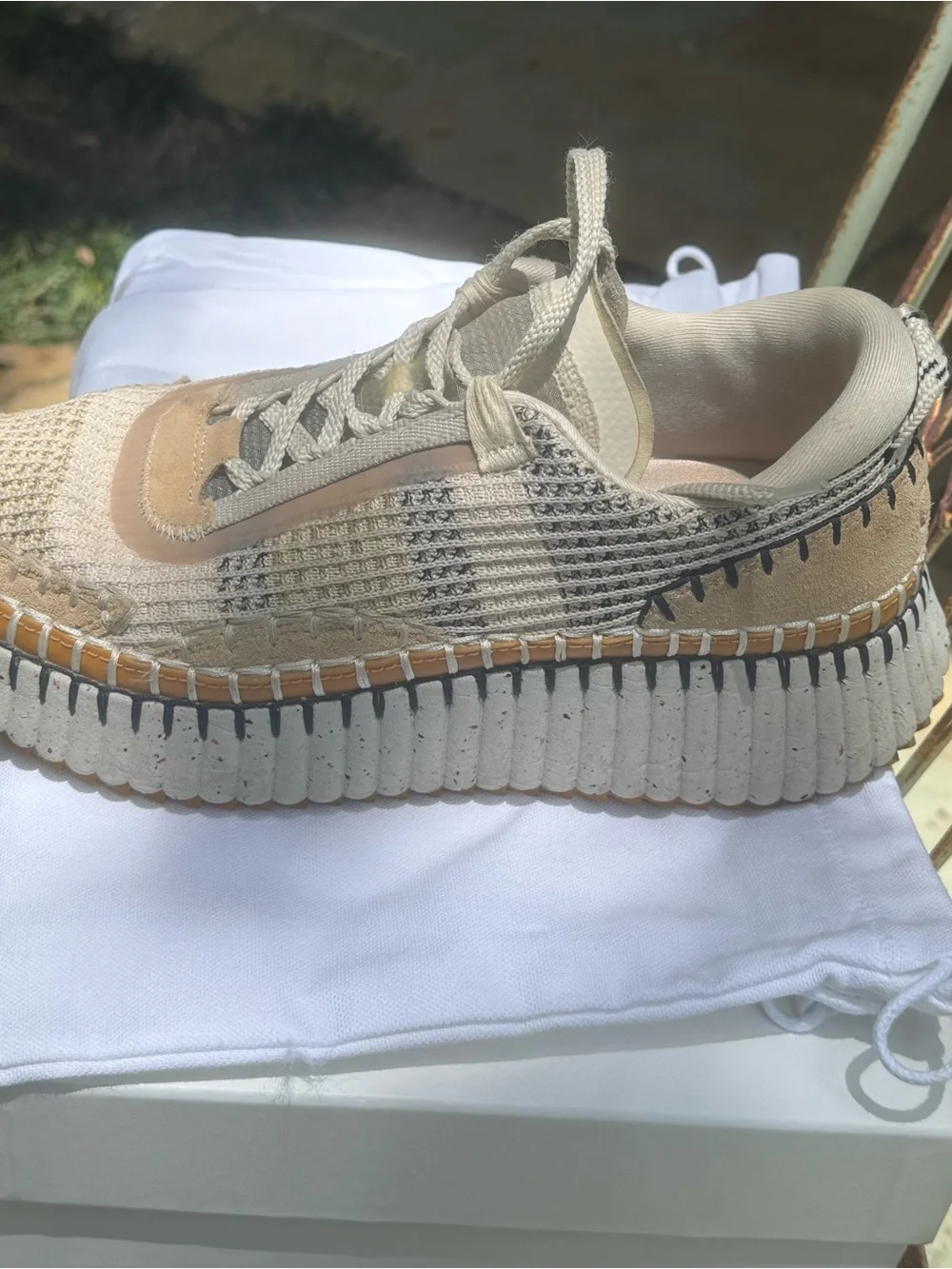Original Chloe Nama Sneaker Biscotti Beige Size 39 Box/Bag inc
